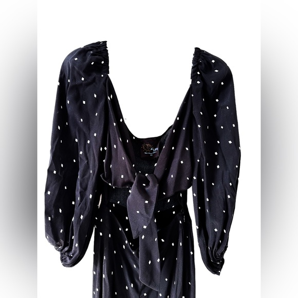 Jumpsuit, Long Sleeves, Polka Dots, Wrap, Revolve, Planet Blue. - Picture 3 of 4